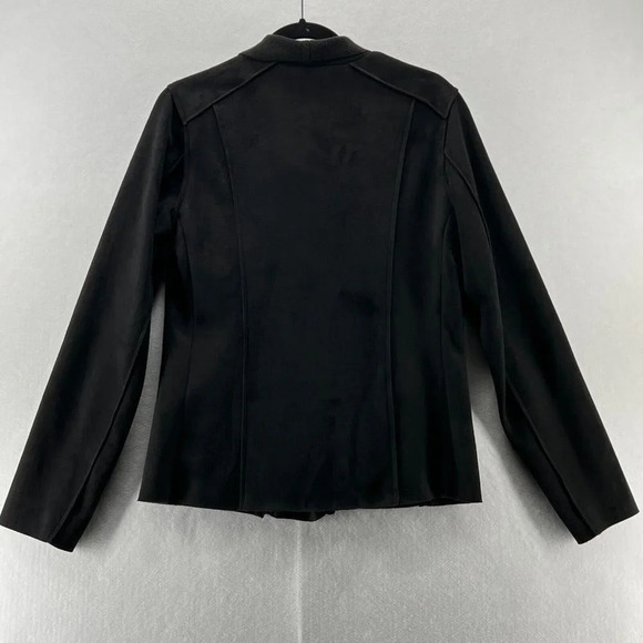 BAGATELLE Blazer Jacket Women's Size M Asymmetric Zip Front Fleece-Lined Black - Picture 2 of 11